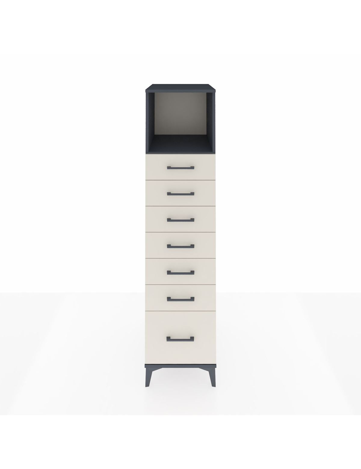 Kronos Dolap Tek Raflı 7 Çekmeceli 44x59x182 Antrasit-Aytaşı