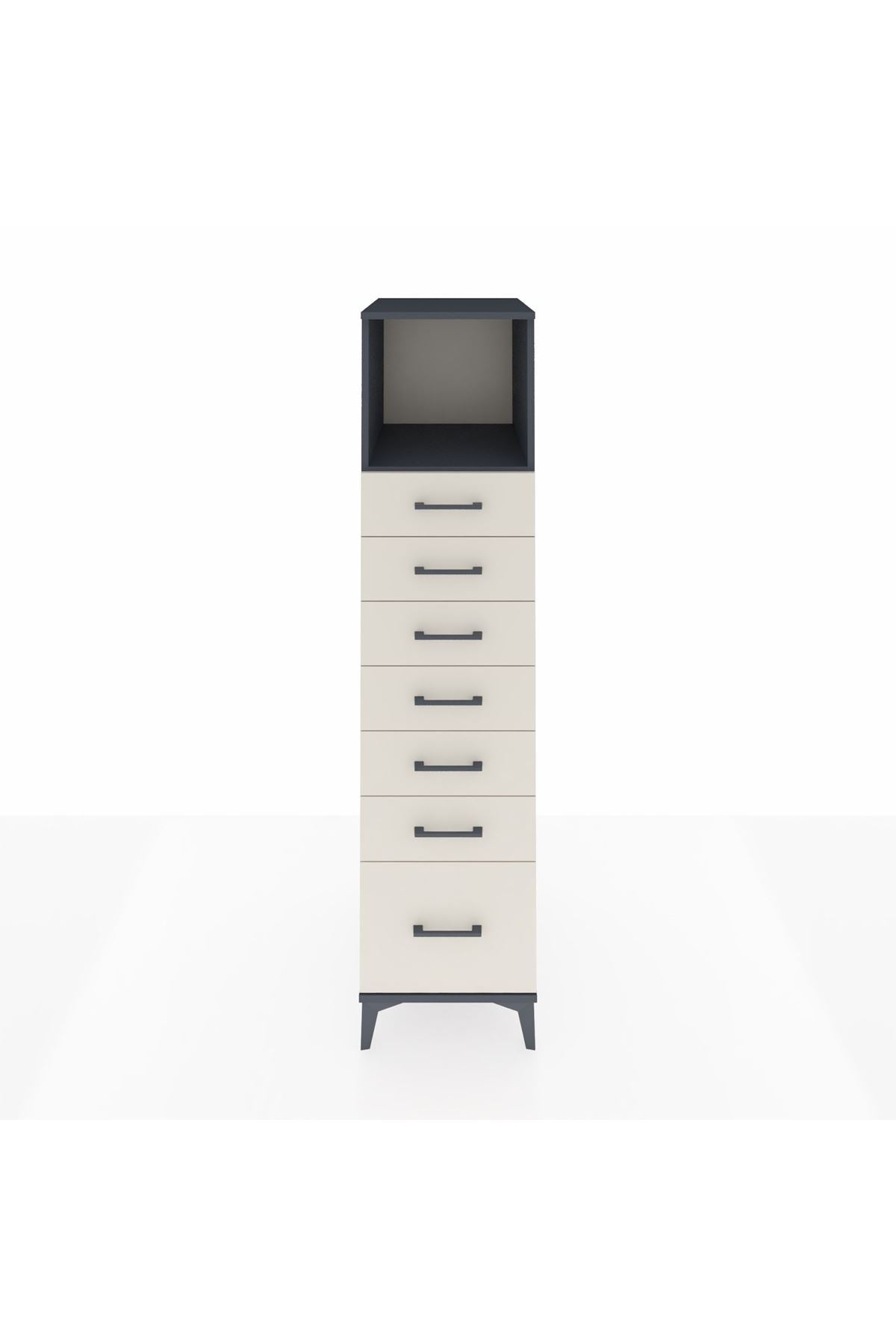 Kronos Dolap Tek Raflı 7 Çekmeceli 44x59x182 Antrasit-Aytaşı