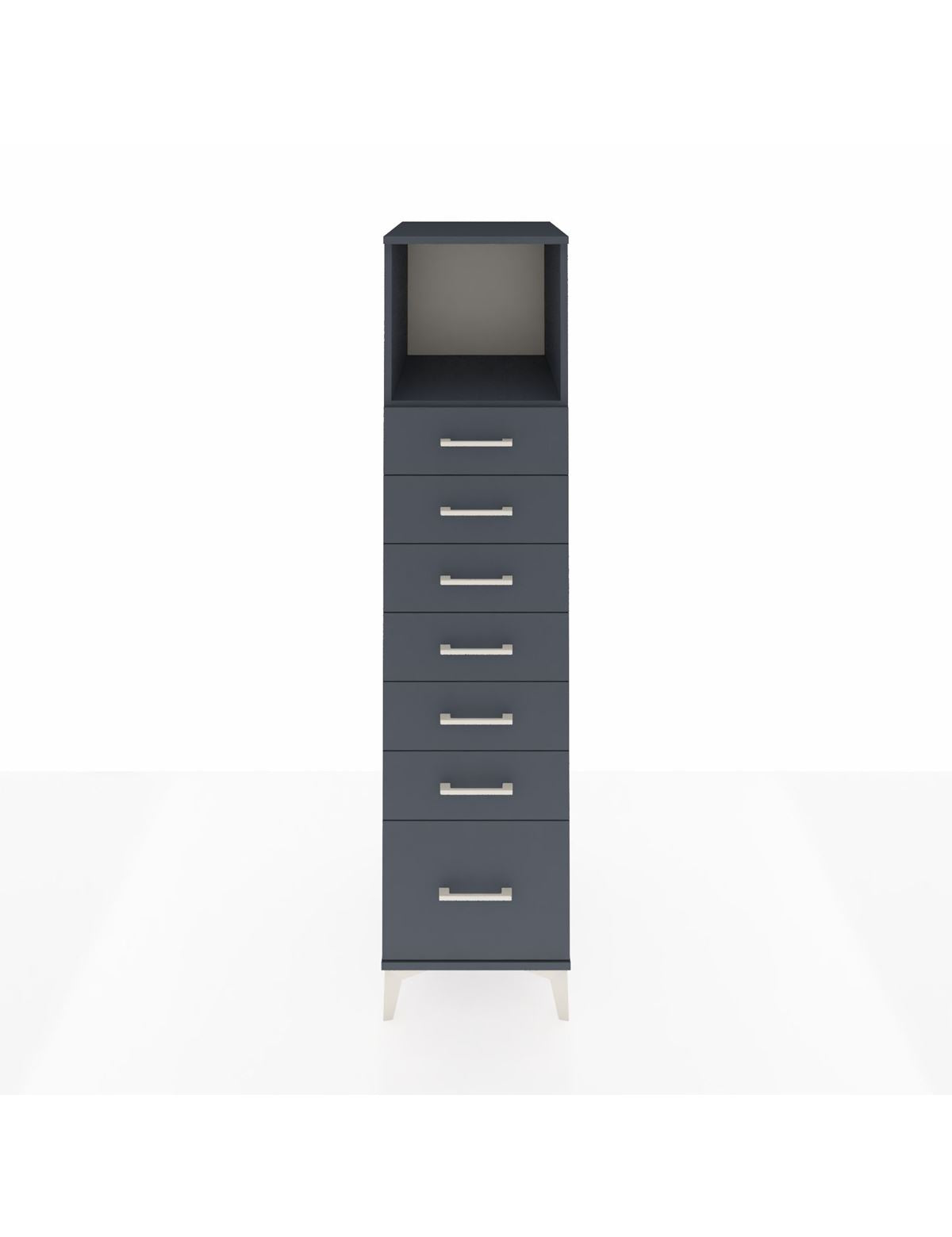 Kronos Dolap Tek Raflı 7 Çekmeceli 44x59x182 Antrasit-Antrasit