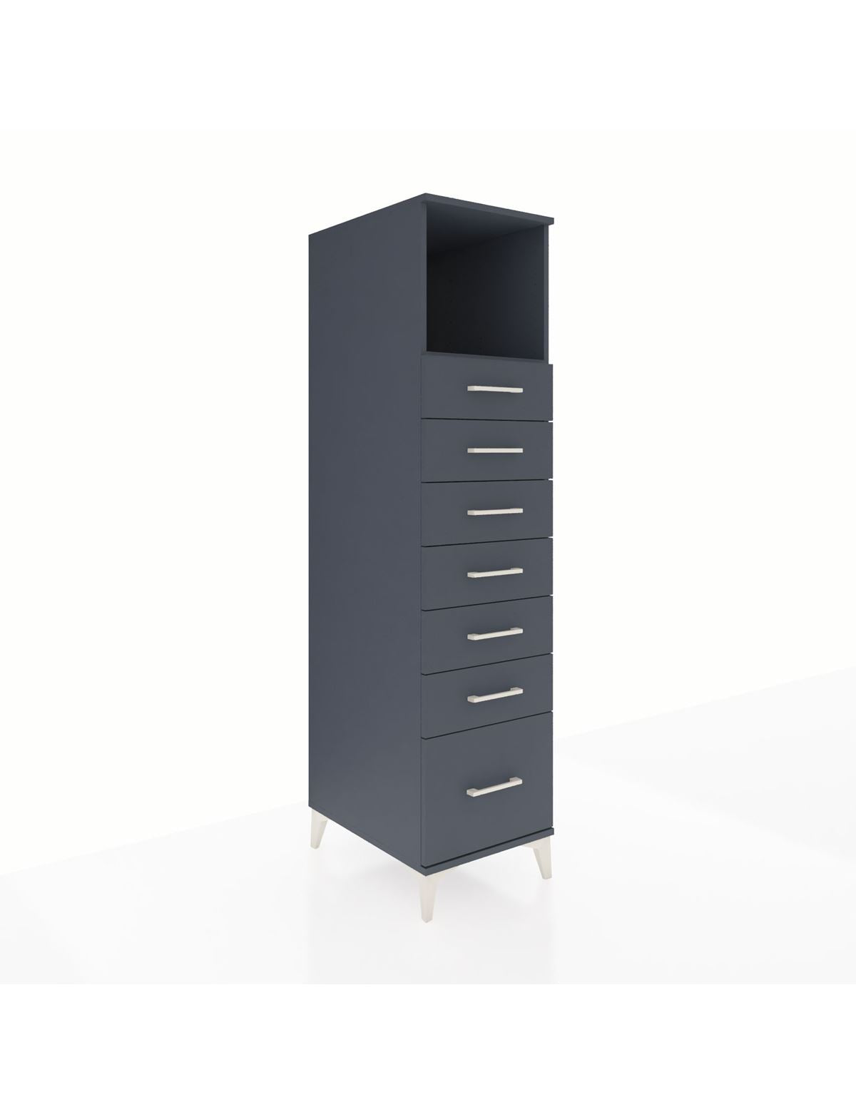 Kronos Dolap Tek Raflı 7 Çekmeceli 44x59x182 Antrasit-Antrasit