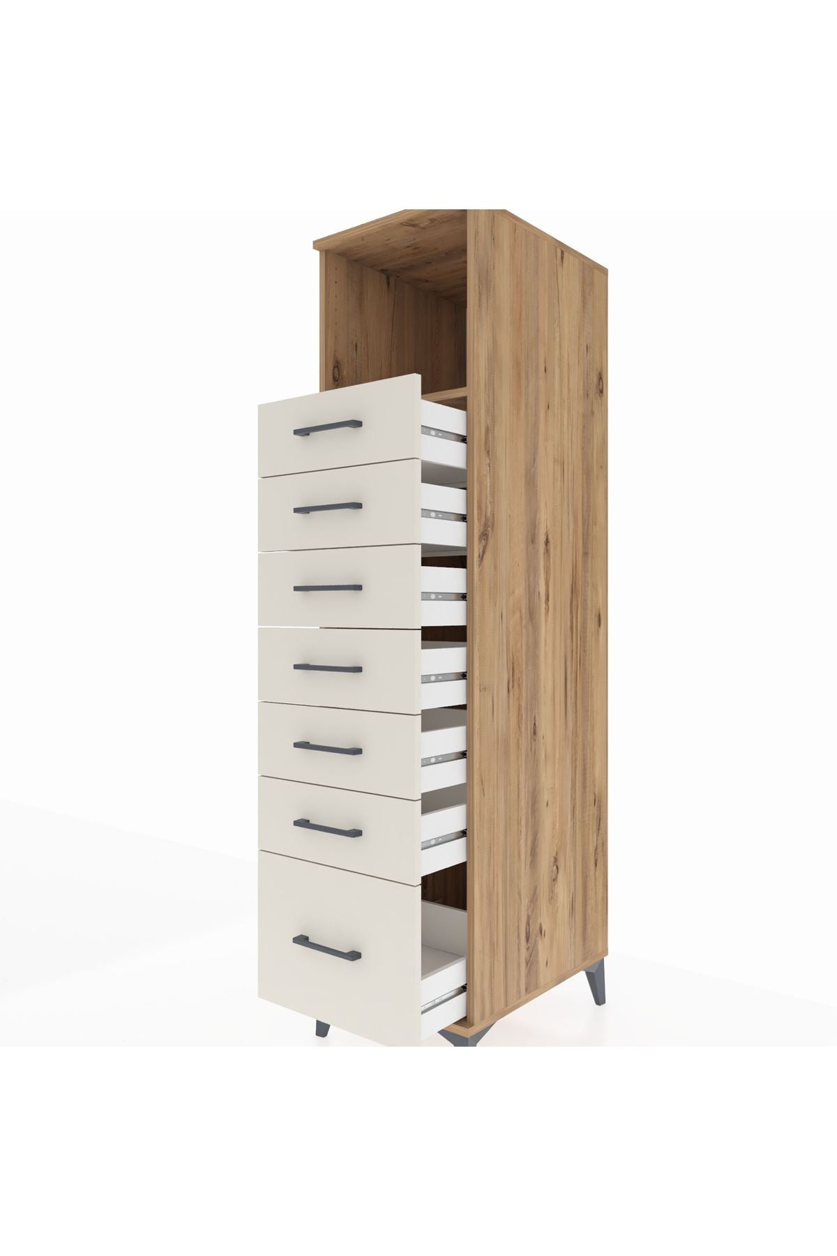 Kronos Dolap Tek Raflı 7 Çekmeceli 44x59x182 Çam-Aytaşı