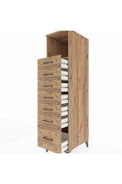 Kronos Dolap Tek Raflı 7 Çekmeceli 44x59x182 Çam-Çam