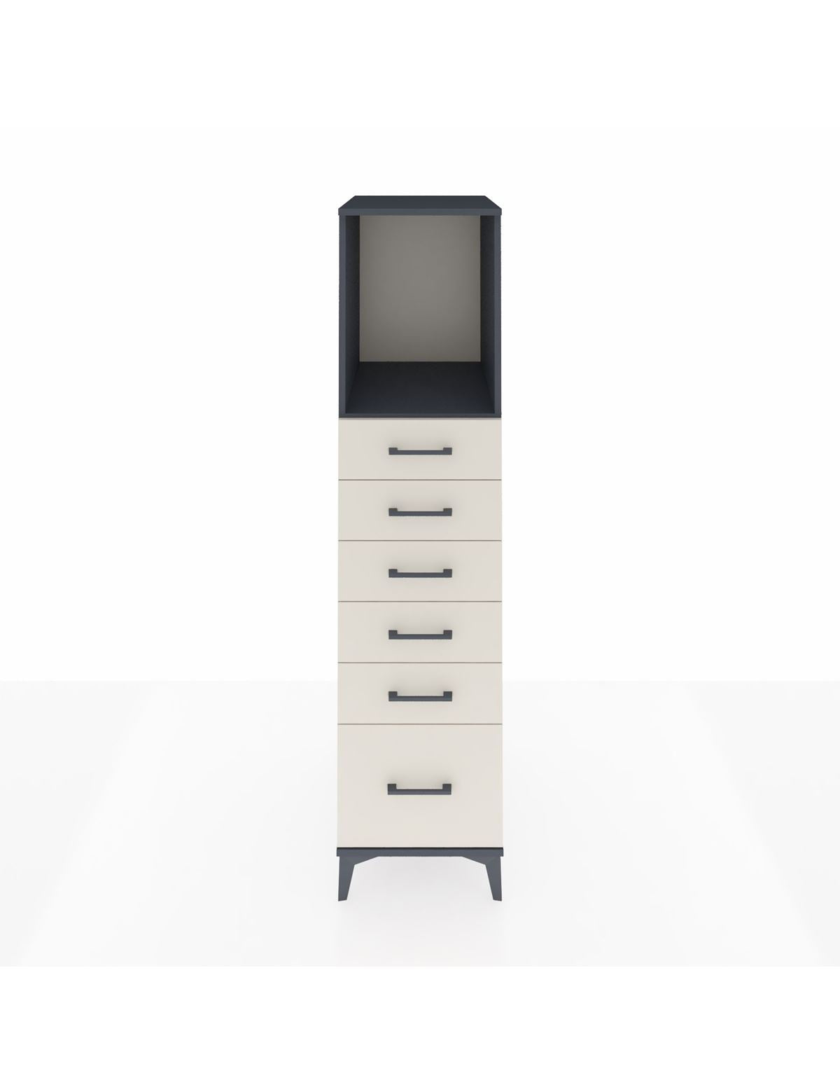 Kronos Dolap Tek Raflı 6 Çekmeceli 44x59x182 Antrasit-Aytaşı