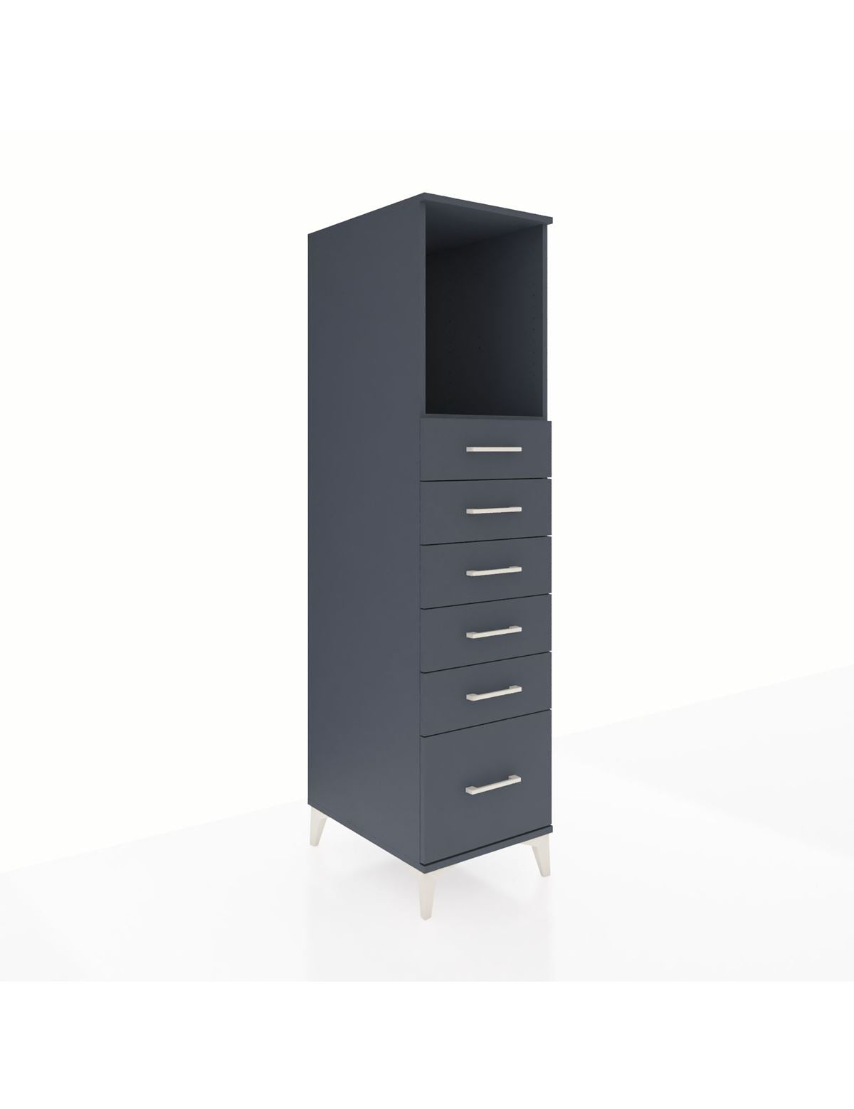 Kronos Dolap Tek Raflı 6 Çekmeceli 44x59x182 Antrasit-Antrasit