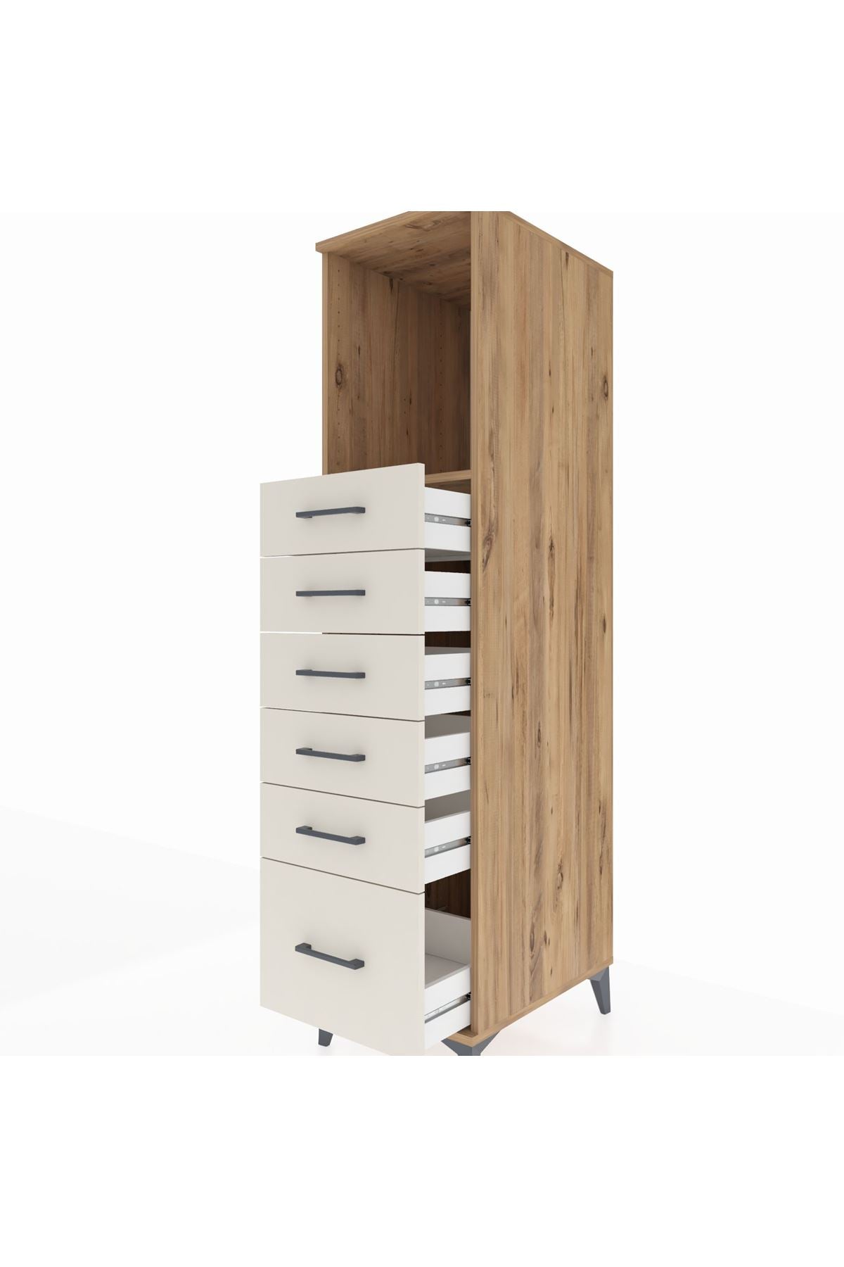 Kronos Dolap Tek Raflı 6 Çekmeceli 44x59x182 Çam-Aytaşı