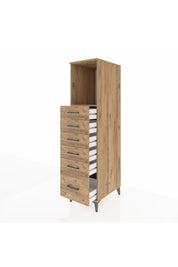 Kronos Dolap Tek Raflı 6 Çekmeceli 44x59x182 Çam-Çam