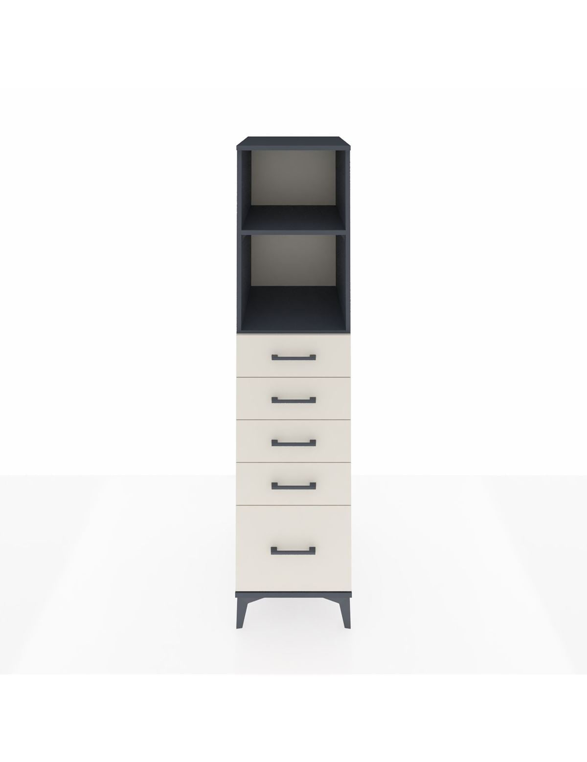 Kronos Dolap 2 Raflı 5 Çekmeceli 44x59x182 Antrasit-Aytaşı