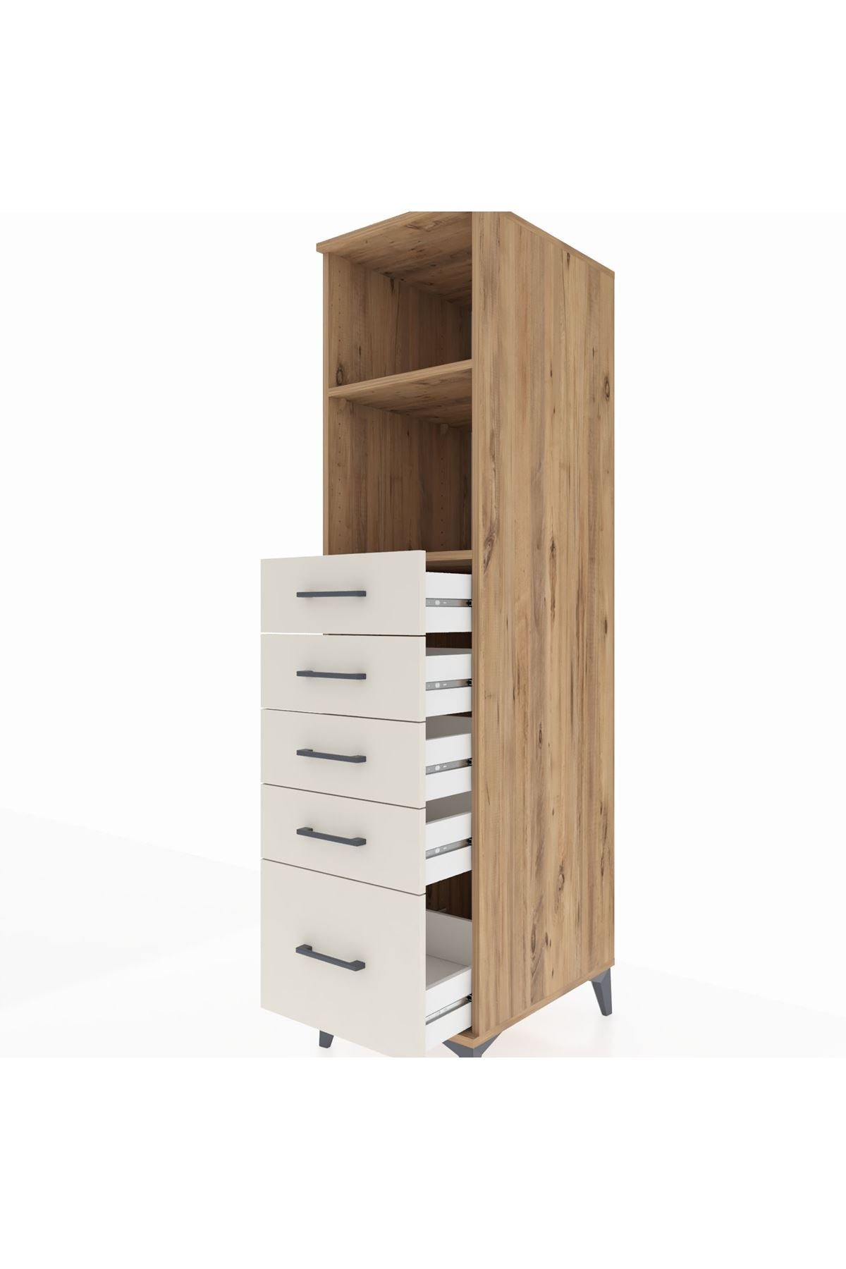 Kronos Dolap 2 Raflı 5 Çekmeceli 44x59x182 Çam-Aytaşı