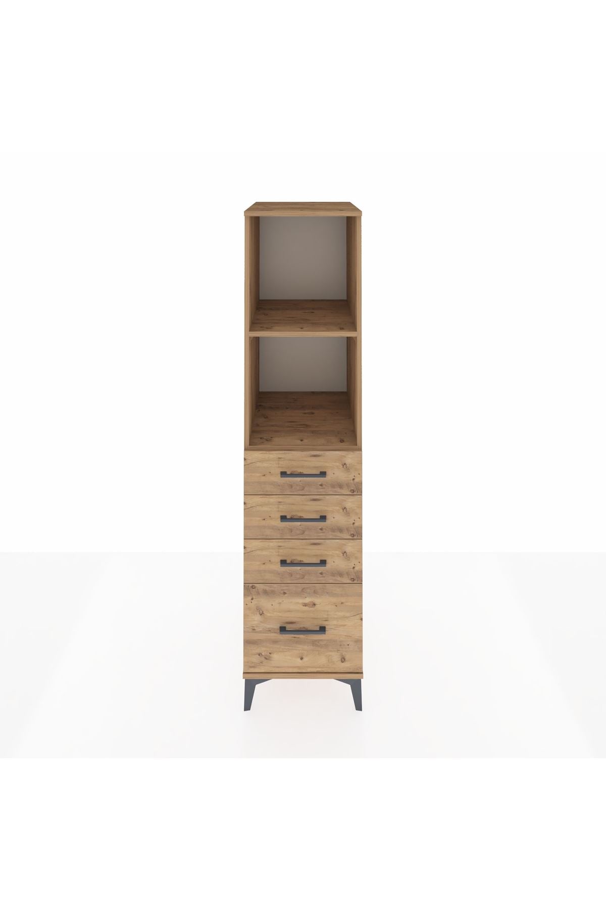 Kronos Dolap 2 Raflı 4 Çekmeceli 44x59x182 Çam-Çam