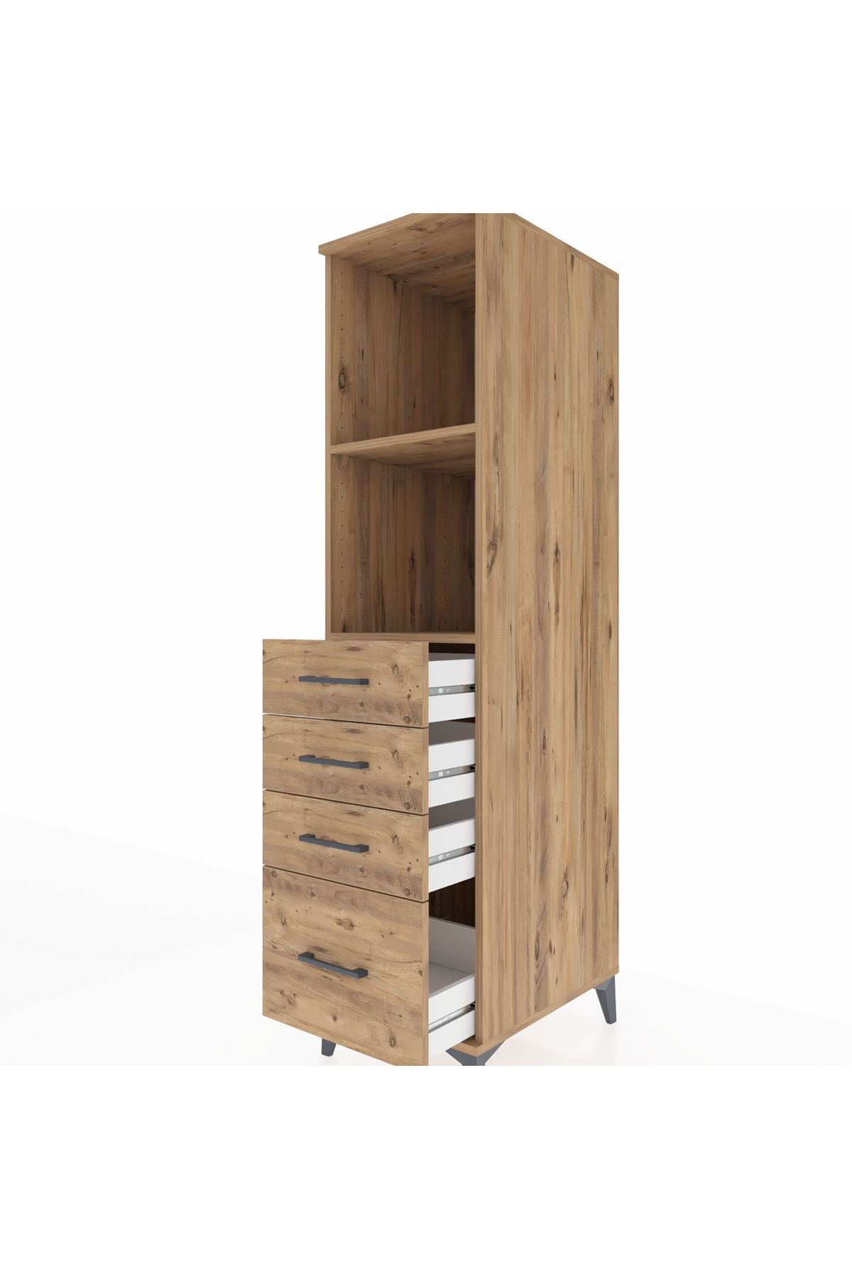 Kronos Dolap 2 Raflı 4 Çekmeceli 44x59x182 Çam-Çam