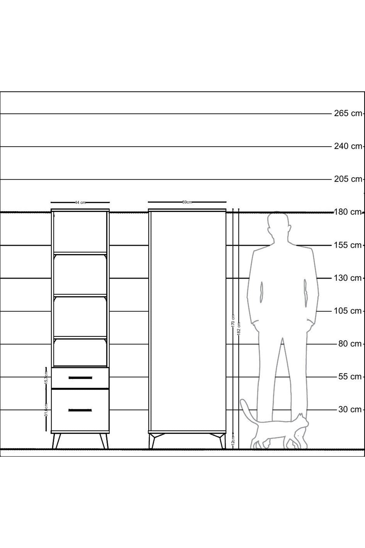 Kronos Dolap 4 Raflı 2 Çekmeceli 44x59x182 - S88M043V1C