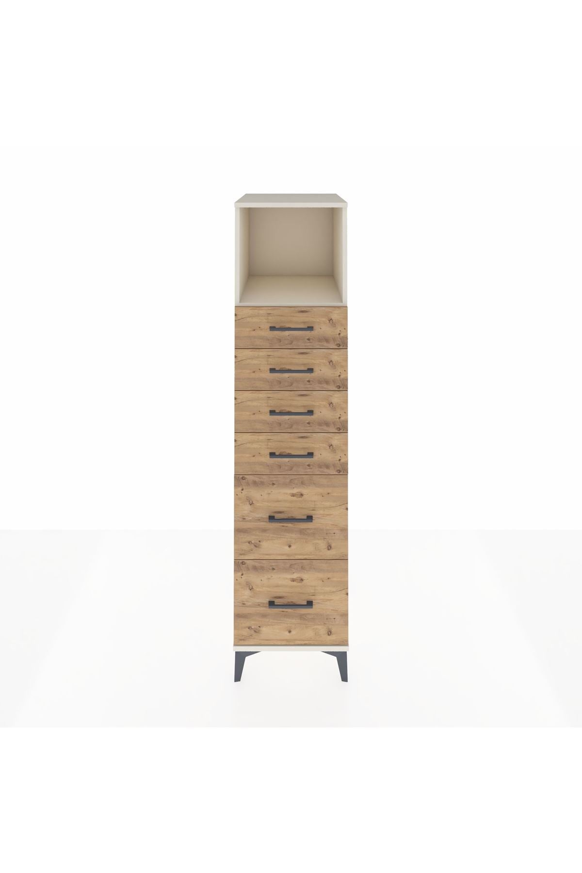 Kronos Dolap Tek Raflı 6 Çekmeceli 44x59x182 Aytaşı-Çam