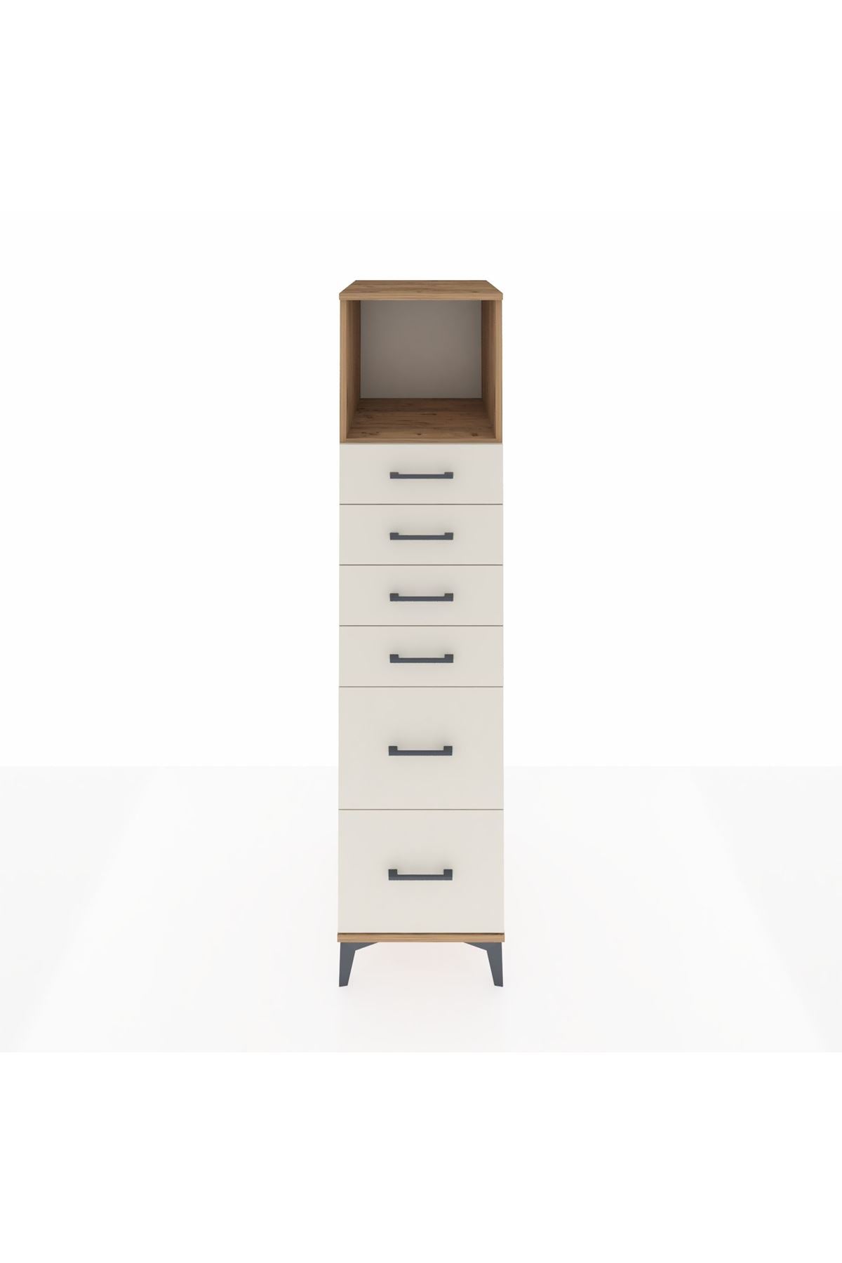 Kronos Dolap Tek Raflı 6 Çekmeceli 44x59x182 Çam-Aytaşı