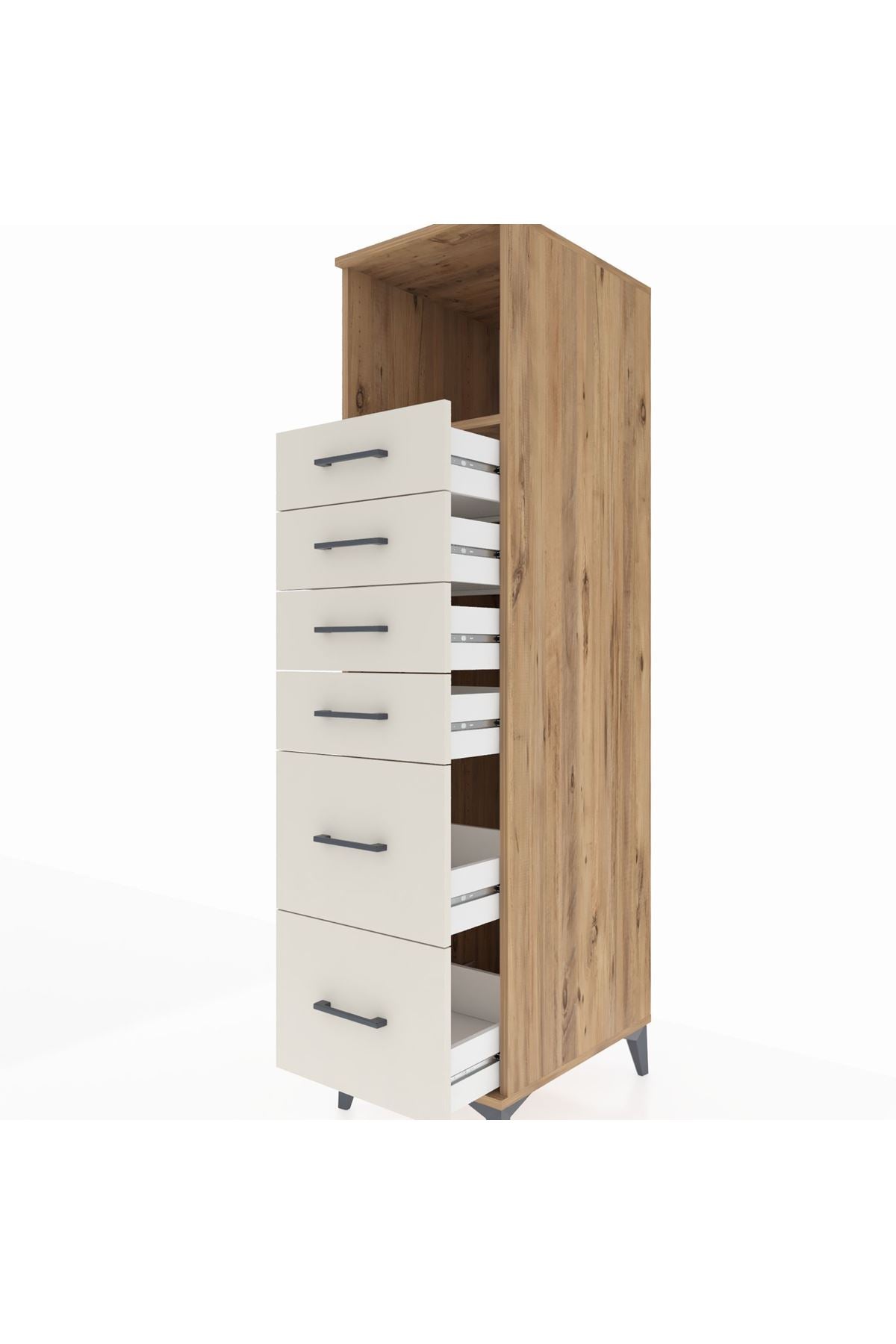 Kronos Dolap Tek Raflı 6 Çekmeceli 44x59x182 Çam-Aytaşı