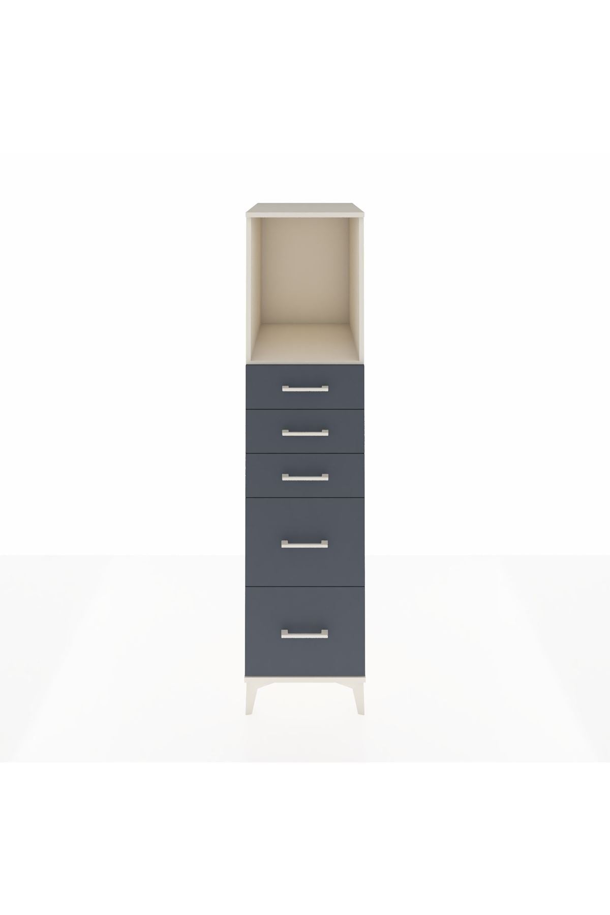 Kronos Dolap Tek Raflı 5 Çekmeceli 44x59x182 Aytaşı-Antrasit