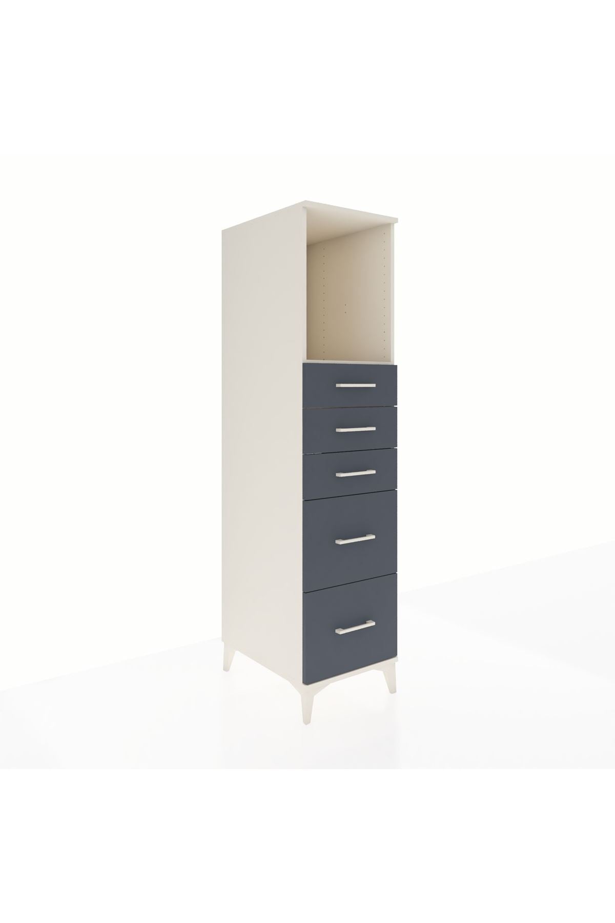 Kronos Dolap Tek Raflı 5 Çekmeceli 44x59x182 Aytaşı-Antrasit