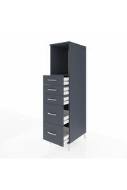 Kronos Dolap Tek Raflı 5 Çekmeceli 44x59x182 Antrasit-Antrasit