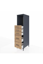 Kronos Dolap Tek Raflı 5 Çekmeceli 44x59x182 Antrasit-Çam