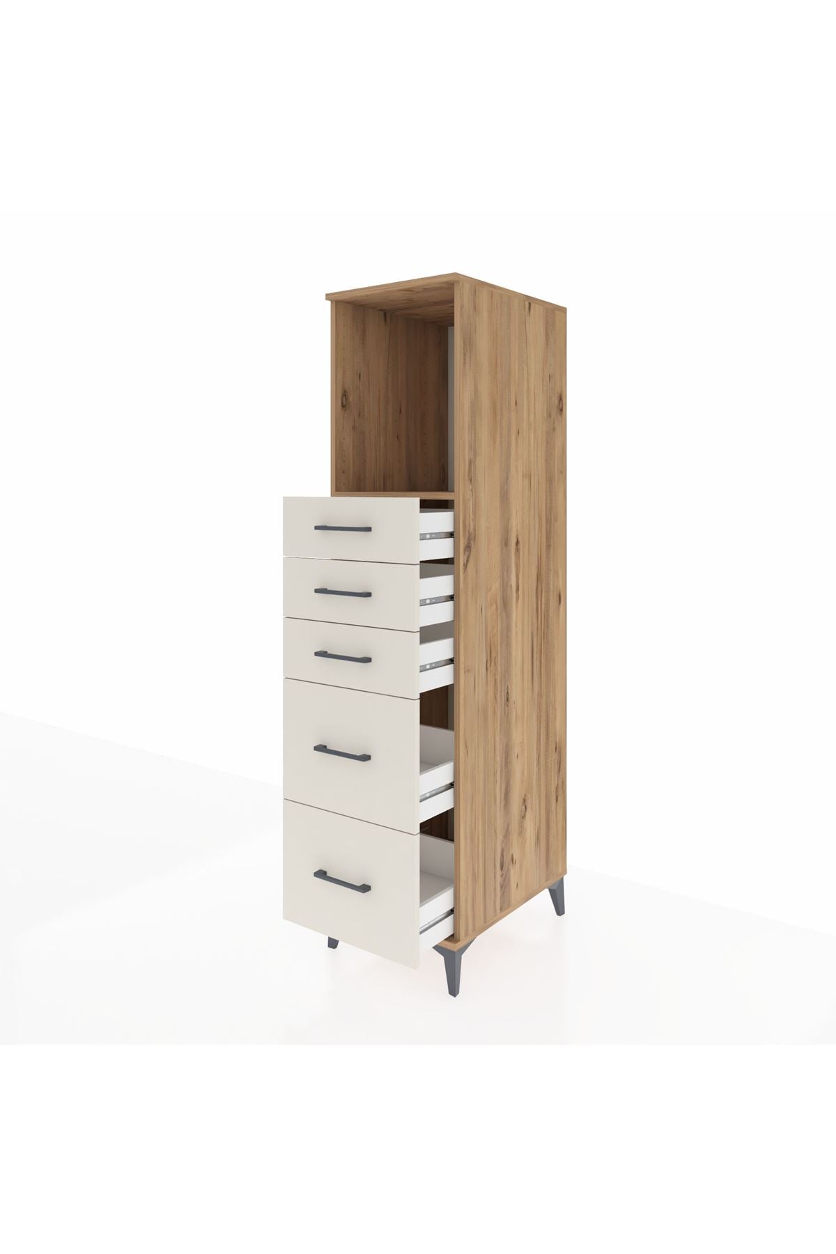 Kronos Dolap Tek Raflı 5 Çekmeceli 44x59x182 Çam-Aytaşı