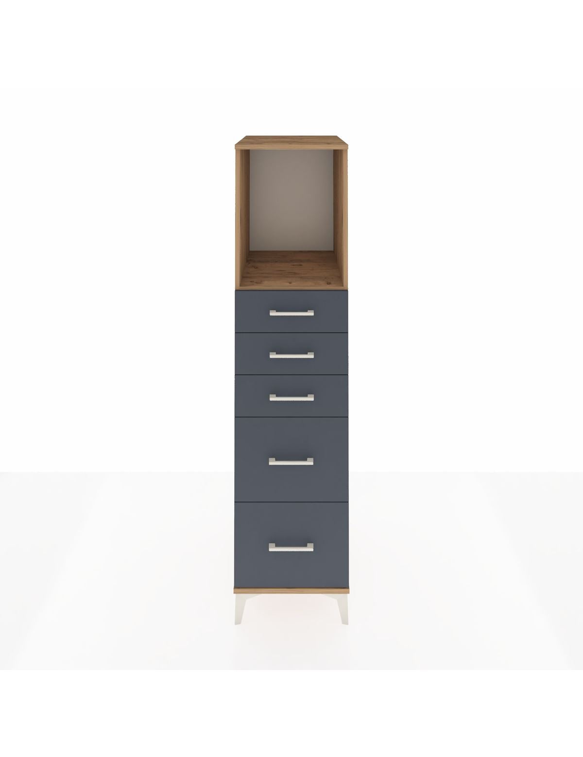 Kronos Dolap Tek Raflı 5 Çekmeceli 44x59x182 Çam-Antrasit