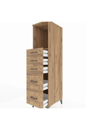 Kronos Dolap Tek Raflı 5 Çekmeceli 44x59x182 Çam-Çam