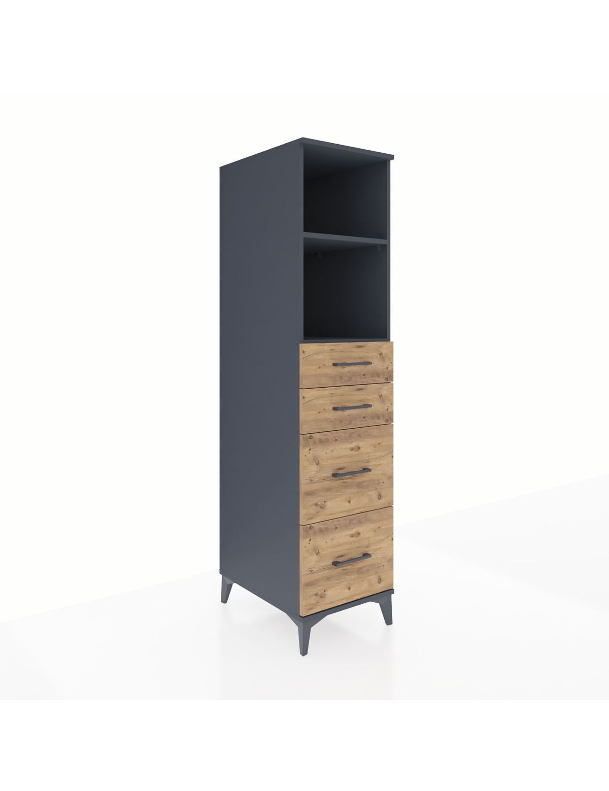 Kronos Dolap 2 Raflı 4 Çekmeceli 44x59x182 Antrasit-Çam