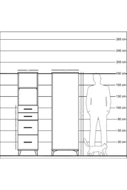 Kronos Dolap 2 Raflı 4 Çekmeceli 44x59x182 Antrasit-Çam