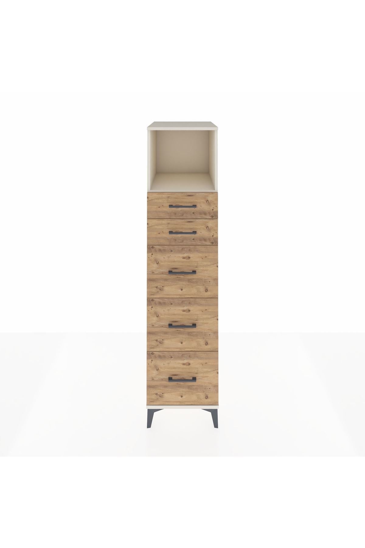 Kronos Dolap Tek Raflı 5 Çekmeceli 44x59x182 Aytaşı-Çam
