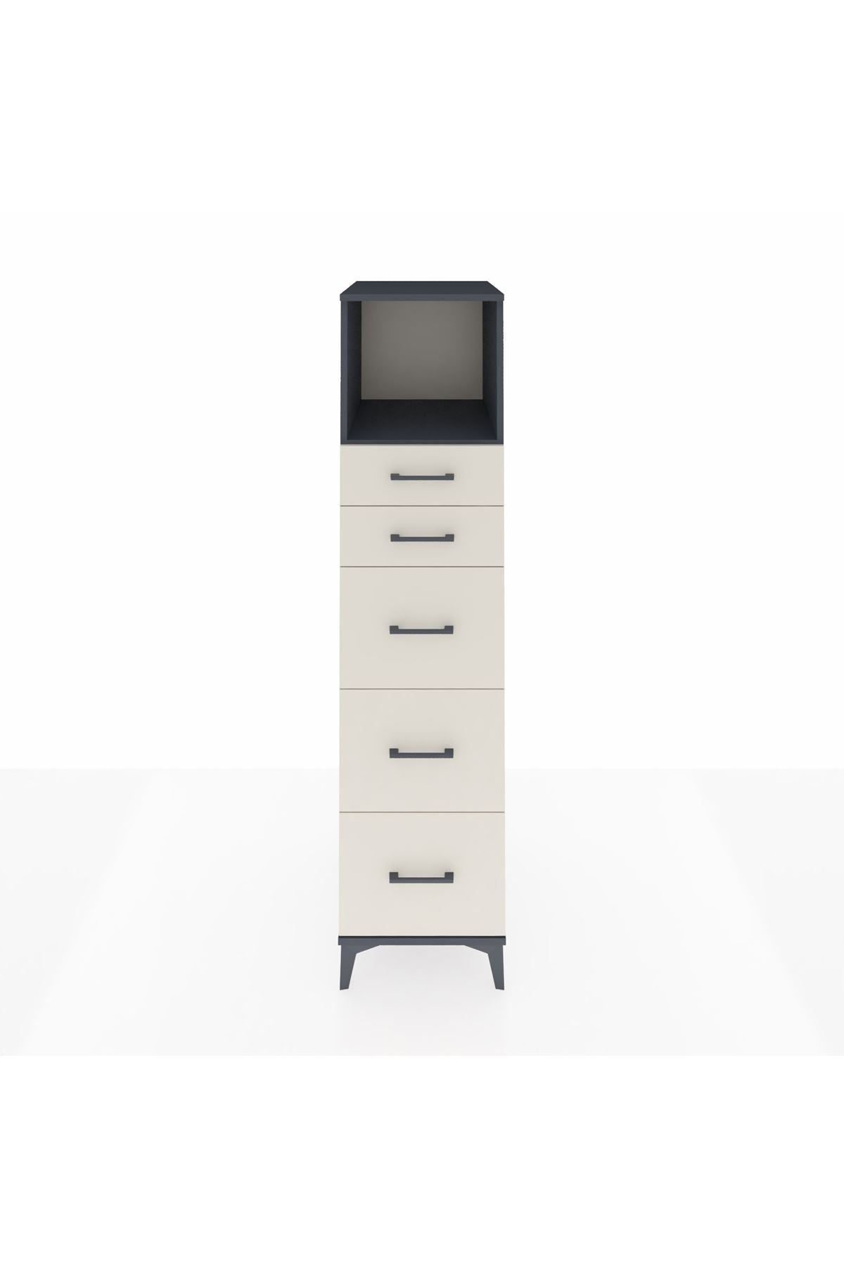 Kronos Dolap Tek Raflı 5 Çekmeceli 44x59x182 Antrasit-Aytaşı