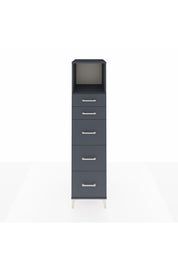 Kronos Dolap Tek Raflı 5 Çekmeceli 44x59x182 Antrasit-Antrasit
