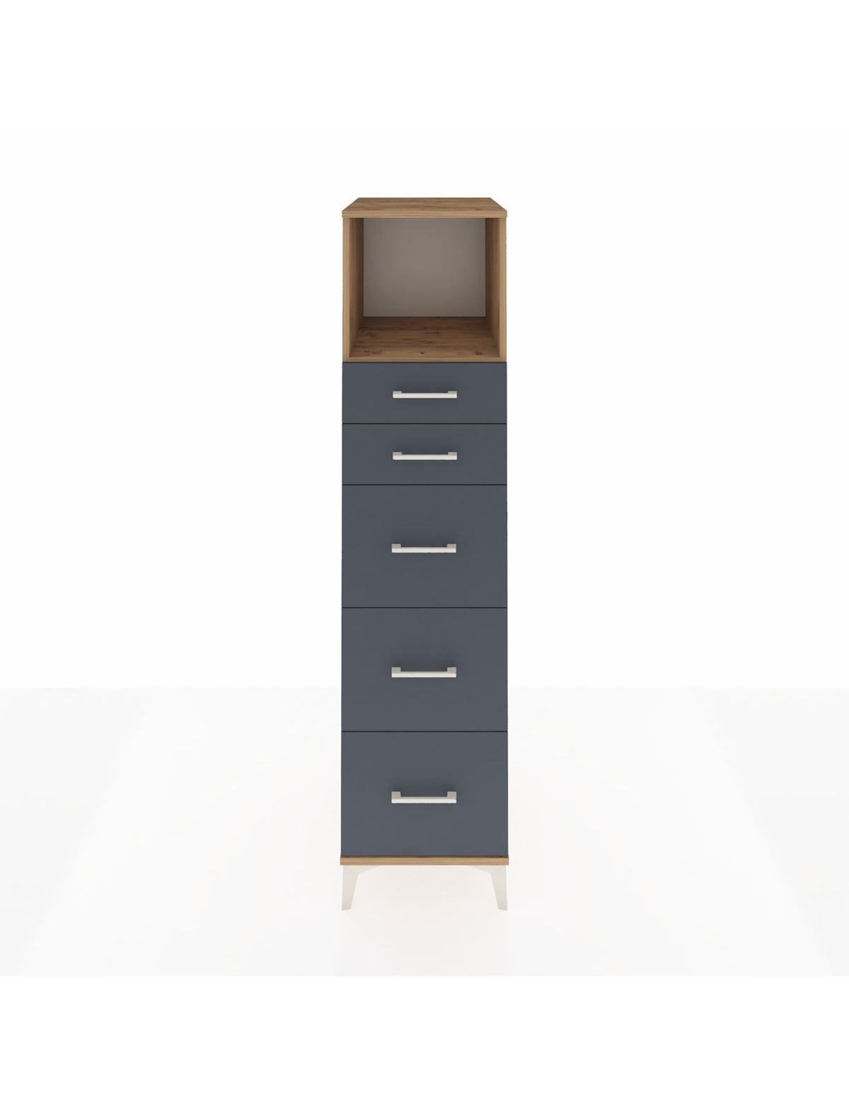 Kronos Dolap Tek Raflı 5 Çekmeceli 44x59x182 Çam-Antrasit