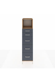 Kronos Dolap Tek Raflı 5 Çekmeceli 44x59x182 Çam-Antrasit