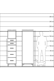 Kronos Dolap Tek Raflı 5 Çekmeceli 44x59x182 Çam-Çam