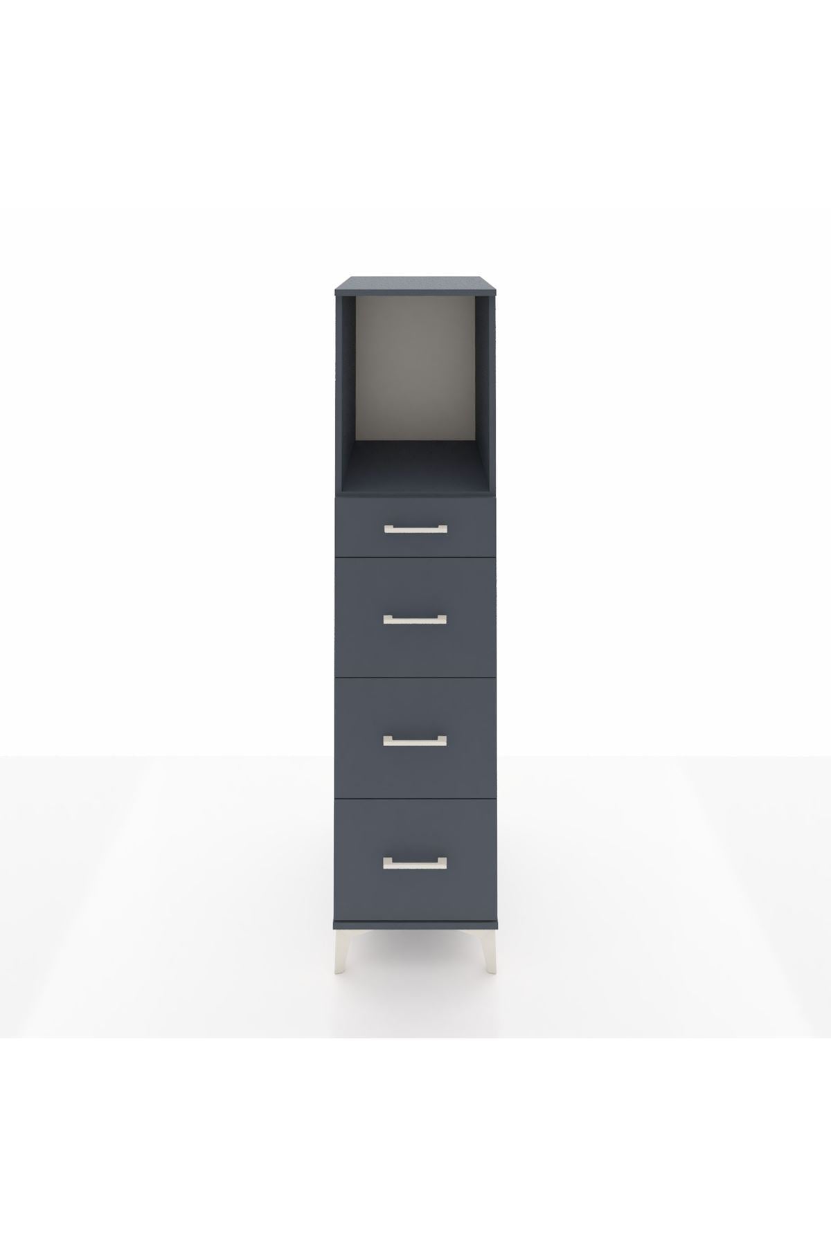 Kronos Dolap Tek Raflı 4 Çekmeceli 44x59x182 Antrasit-Antrasit