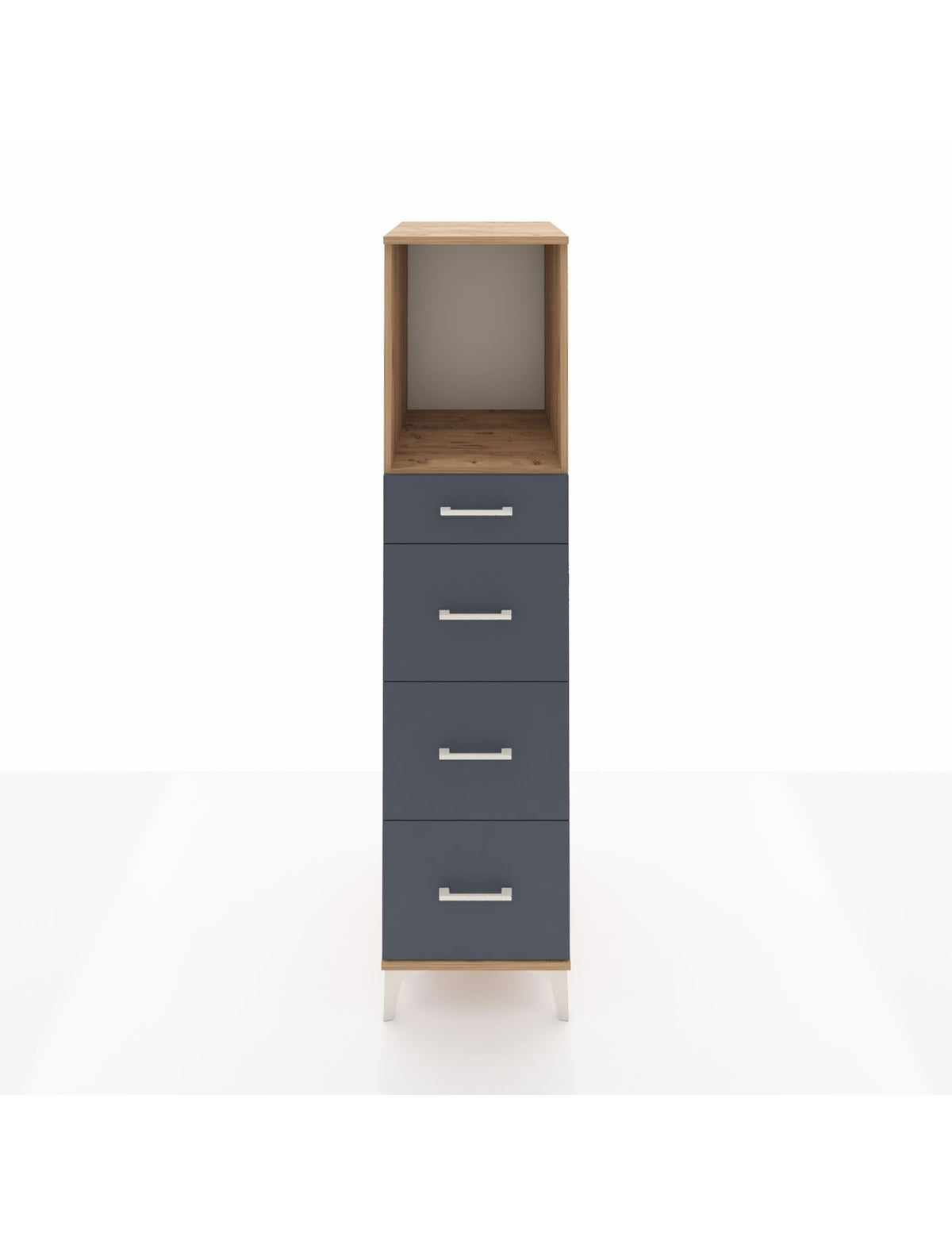 Kronos Dolap Tek Raflı 4 Çekmeceli 44x59x182 Çam-Antrasit