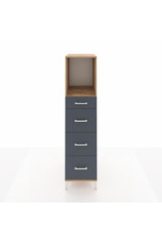Kronos Dolap Tek Raflı 4 Çekmeceli 44x59x182 Çam-Antrasit