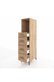 Kronos Dolap Tek Raflı 4 Çekmeceli 44x59x182 Çam-Çam