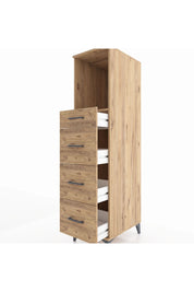 Kronos Dolap Tek Raflı 4 Çekmeceli 44x59x182 Çam-Çam