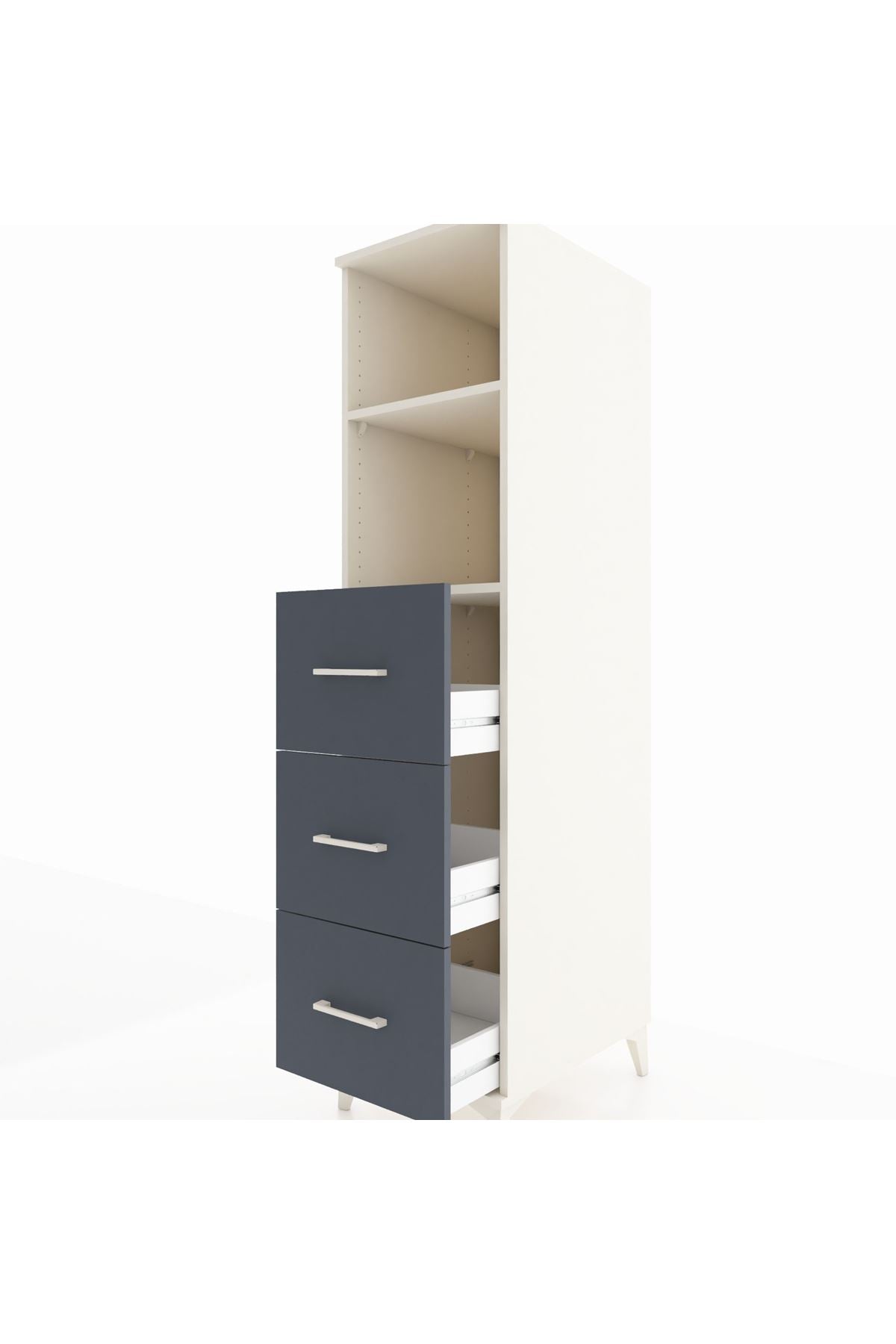 Kronos Dolap 2 Raflı 3 Çekmeceli 44x59x182 Aytaşı-Antrasit