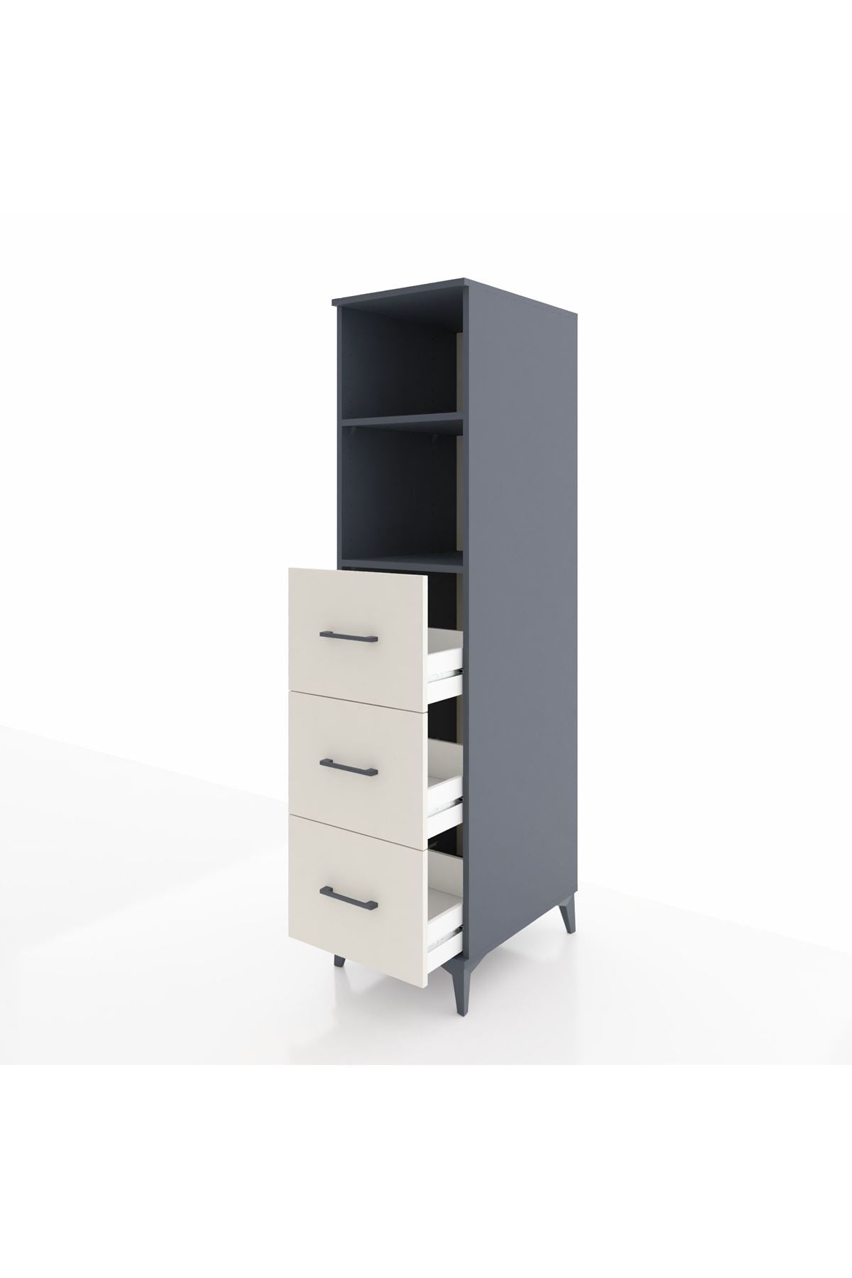 Kronos Dolap 2 Raflı 3 Çekmeceli 44x59x182 Antrasit-Aytaşı