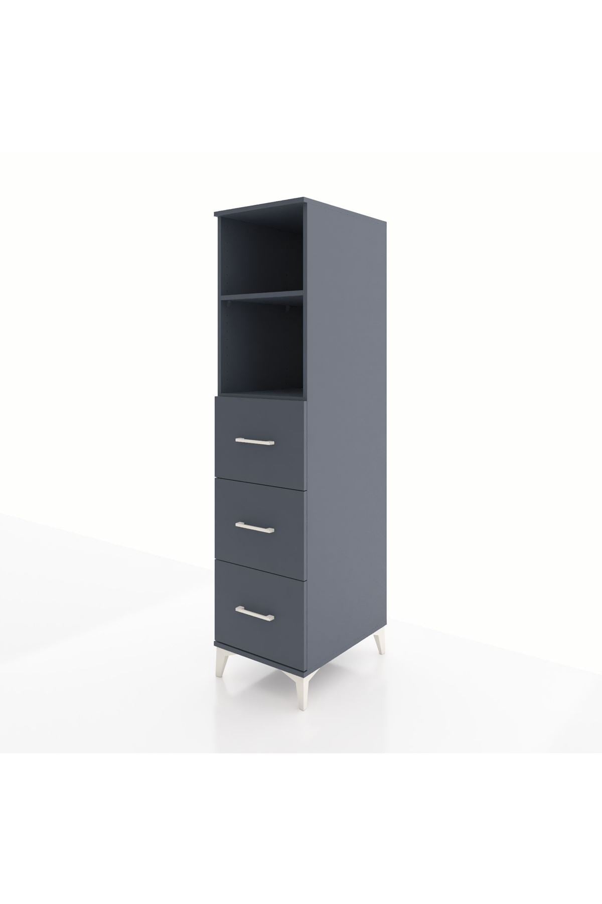 Kronos Dolap 2 Raflı 3 Çekmeceli 44x59x182 Antrasit-Antrasit