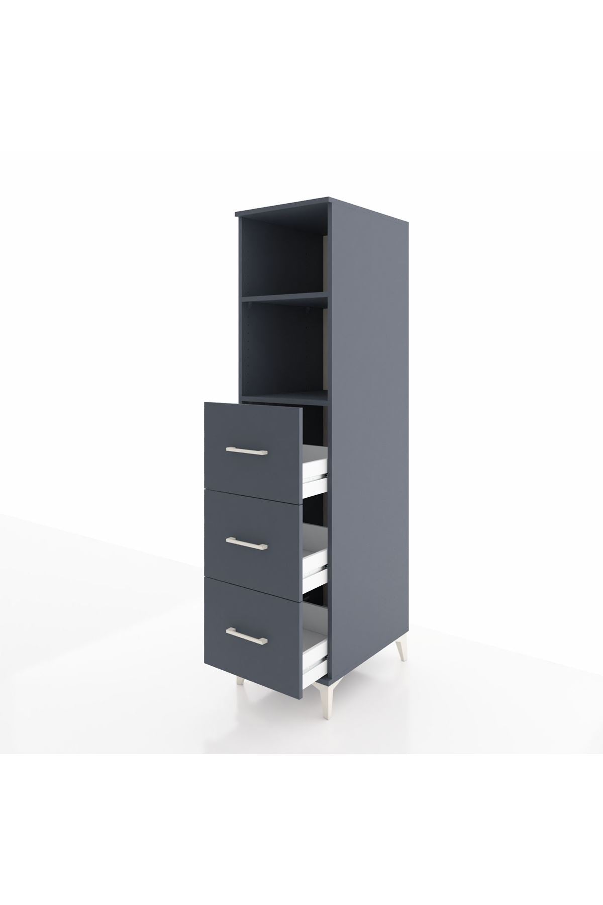 Kronos Dolap 2 Raflı 3 Çekmeceli 44x59x182 Antrasit-Antrasit