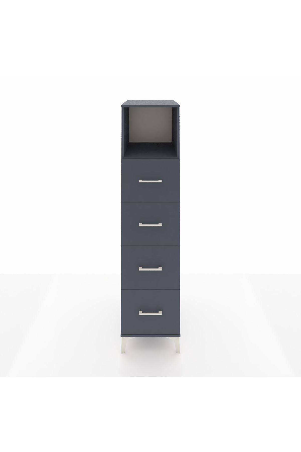 Kronos Dolap Tek Raflı 4 Çekmeceli 44x59x182 Antrasit-Antrasit