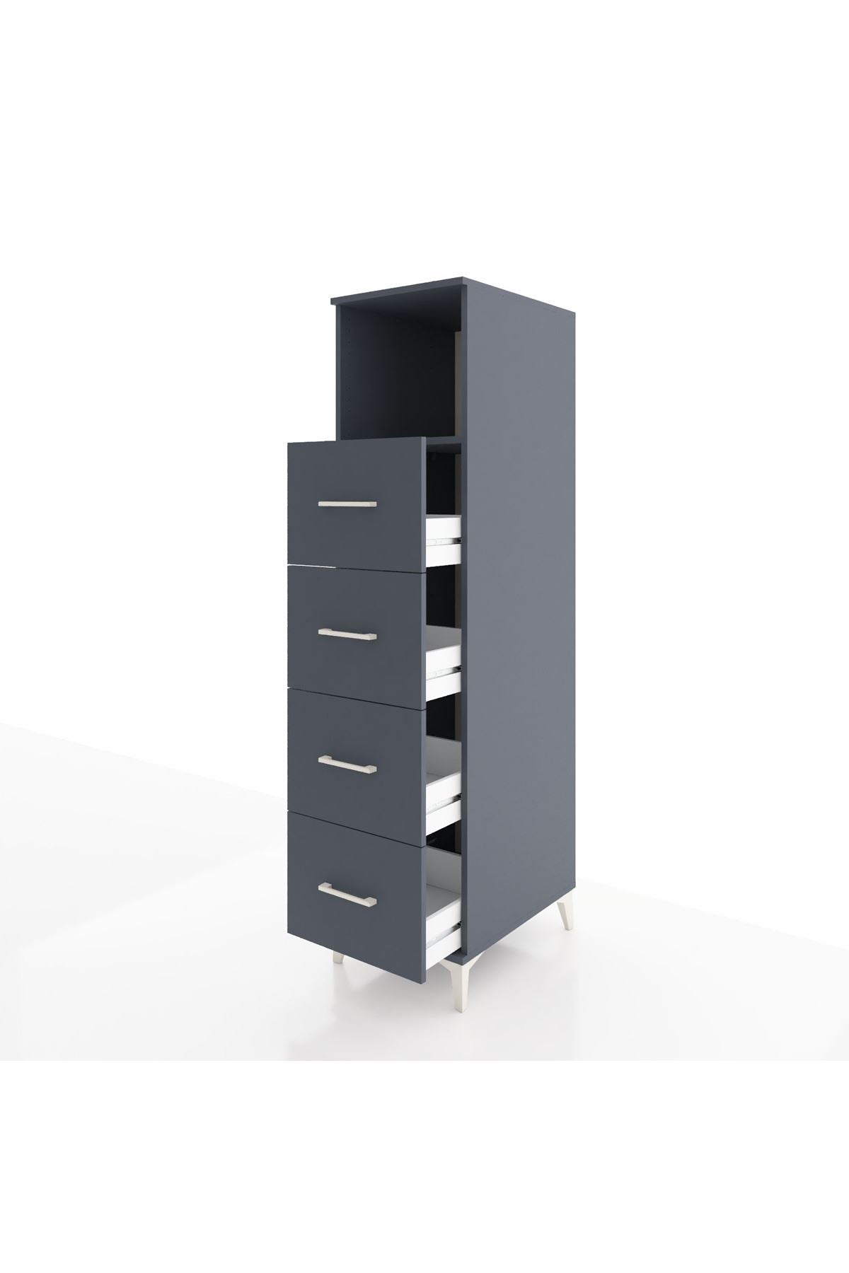 Kronos Dolap Tek Raflı 4 Çekmeceli 44x59x182 Antrasit-Antrasit