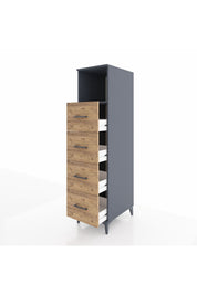 Kronos Dolap Tek Raflı 4 Çekmeceli 44x59x182 Antrasit-Çam