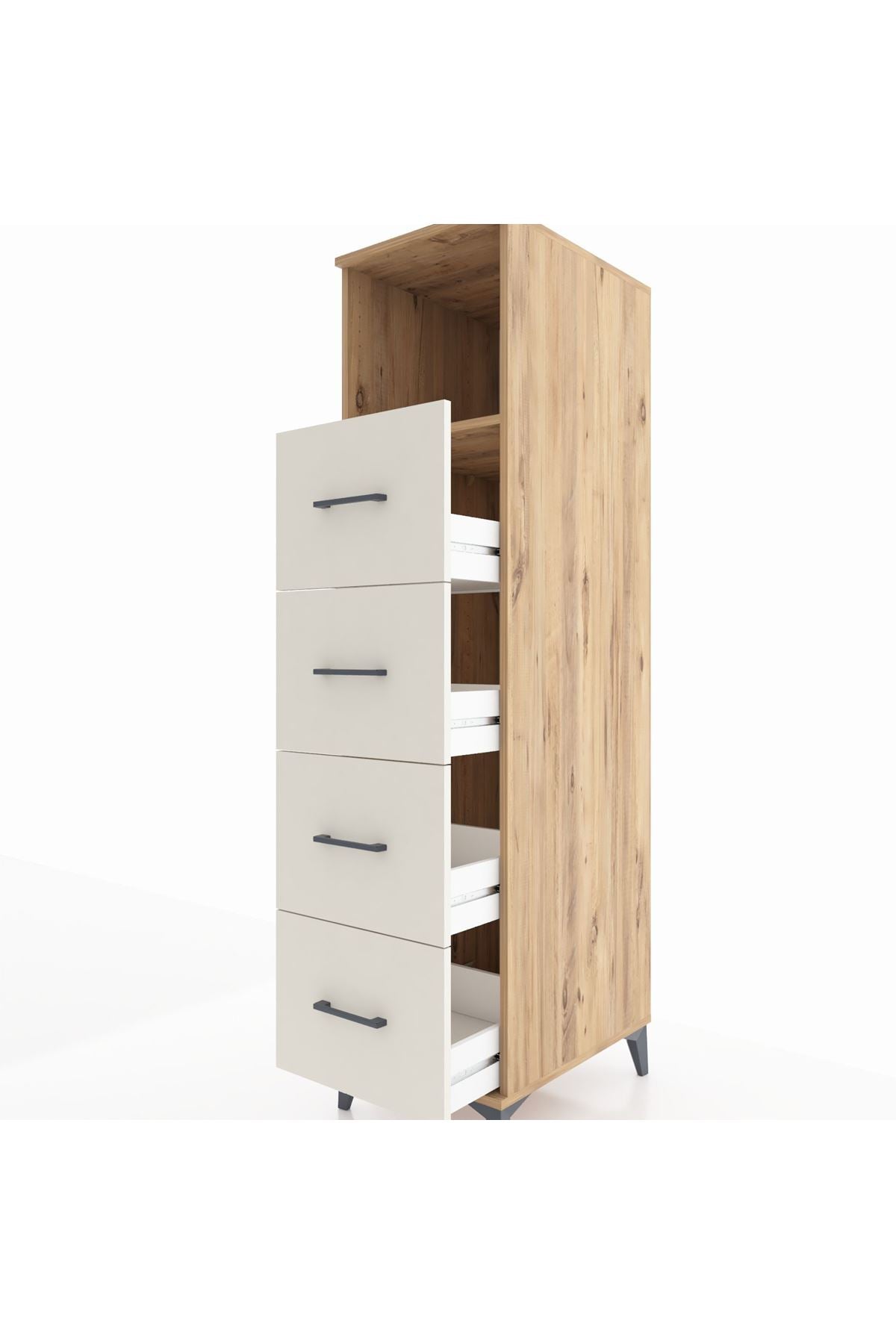 Kronos Dolap Tek Raflı 4 Çekmeceli 44x59x182 Çam-Aytaşı