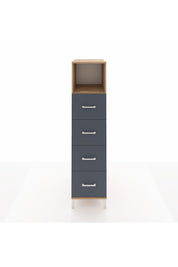 Kronos Dolap Tek Raflı 4 Çekmeceli 44x59x182 Çam-Antrasit