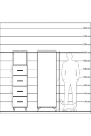 Kronos Dolap Tek Raflı 4 Çekmeceli 44x59x182 Çam-Antrasit