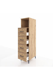 Kronos Dolap Tek Raflı 4 Çekmeceli 44x59x182 Çam-Çam