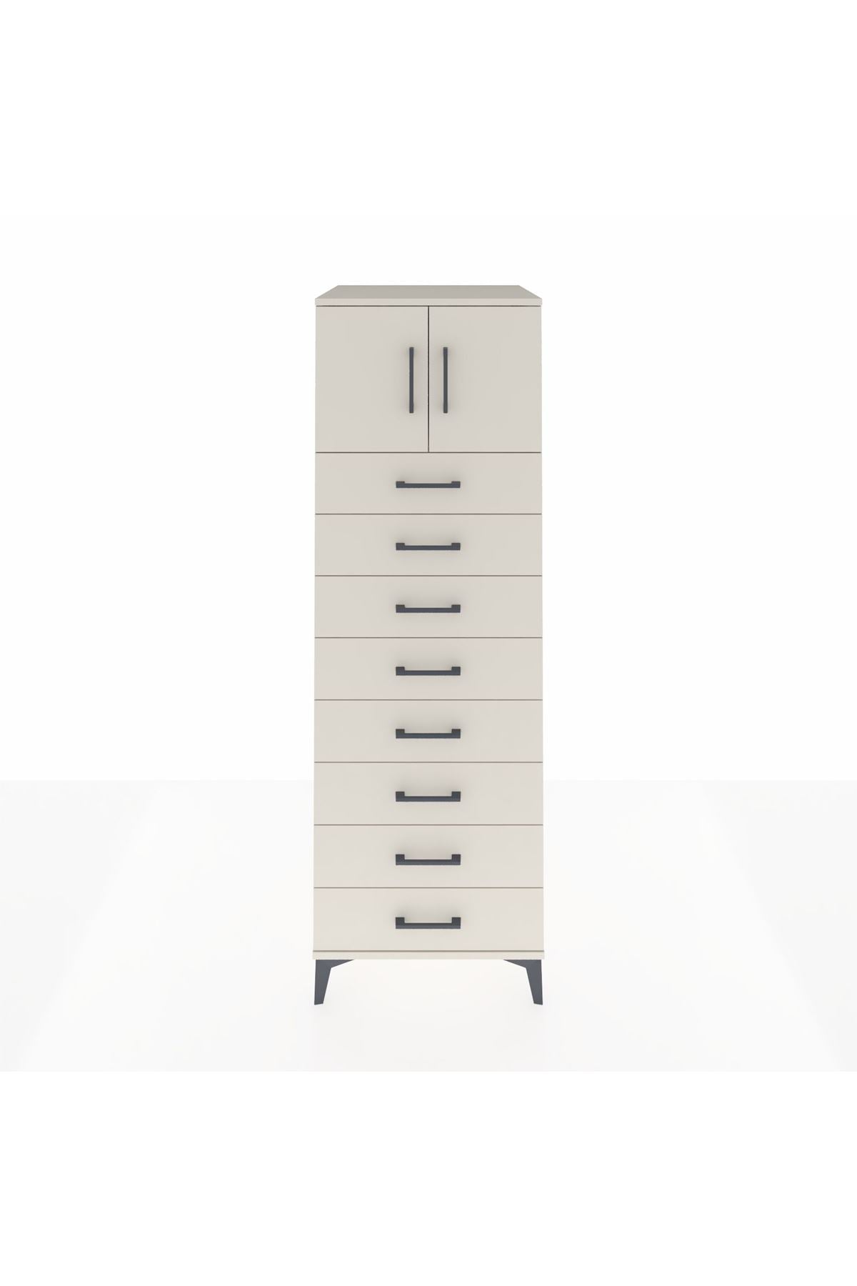 Kronos Dolap Tek Raflı 8 Çekmeceli 2 Kapaklı 60x59x182 Aytaşı-Aytaşı